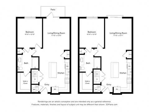Floor plan for 1 bed, 1 bath, 796 sqft